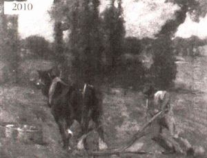 Farmer With Horse-drawn Plow by Bertram Walter Priestman