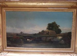 Gardienne De Vaches A La Mare by Romain Etienne Gabriel Prieur