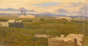 Ruines Antiques Dans La Campagne Romaine by Romain Etienne Gabriel Prieur