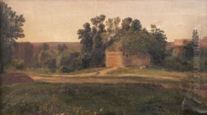 Chemin A Versailles Avec Le Chateau Dans Le Fond by Romain Etienne Gabriel Prieur