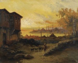 Vue De Constantinople Au Soleil Couchant