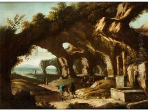 Landschaft Mit Figurenstaffage Und Ruinen by Luigi Primo