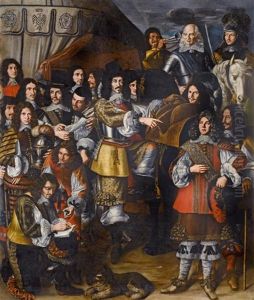 Grosses Gruppenportrait, Wohl Der Verzicht Des Erstgeburtsrechts Des Herzog Torquato Conti Ii. Zu Gunsten Seines Bruders Appio Iii by Luigi Primo
