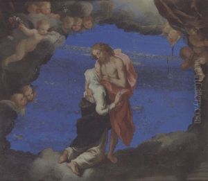 Sainte Catherine At The Wound Of Christ by Luigi Primo