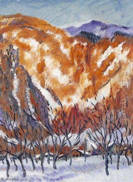 Winterlandschaft Mit Alpengluhen - view 1