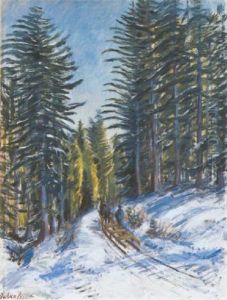 Paysage De Foret De Sapins by Andre Julien Prina