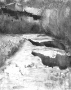 Landschaft Mit Feldweg Und Stadtchen