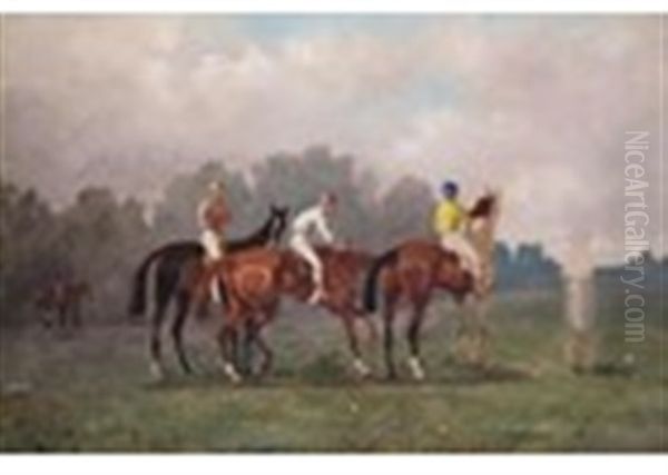 Racehorses Lining Up, Unfinished - view 1