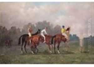 Racehorses Lining Up, Unfinished by Rene Pierre Charles Princeteau