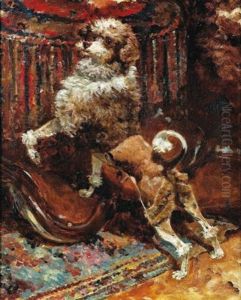 Le Caniche De La Mere De L'artiste Tondu A La Lion by Rene Pierre Charles Princeteau