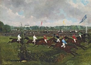 Steeple Chase At The Hippodrome De La Marche by Rene Pierre Charles Princeteau