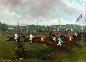 Steeple Chase Sur L'hippodrome De La Marche by Rene Pierre Charles Princeteau