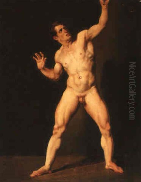 An Academy Study, Standing Full-length, With Arms Raised - view 1