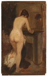 Etude Du Salon (standing Nude) by Rene Xavier Francois Prinet