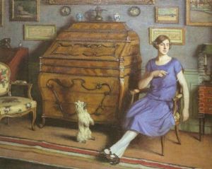 La Jeune Fille Au Chien (dans Le Salon De La Rue Du Broccador, Residence Des Prinet) by Rene Xavier Francois Prinet