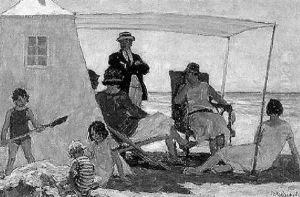 Gesellschaft Am Strand, Am Rande Des Atlantischen Ozeans