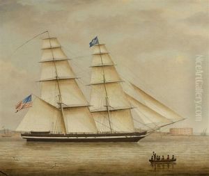 An American Revenue Cutter In New York Harbor by James Fulton Pringle