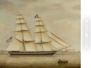 An American Revenue Cutter In New York Harbor by James Fulton Pringle