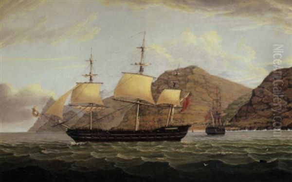 The H.m.s."phoenix" Leaving St. Helena - view 1