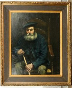 Zittende Man Met Wandelstok