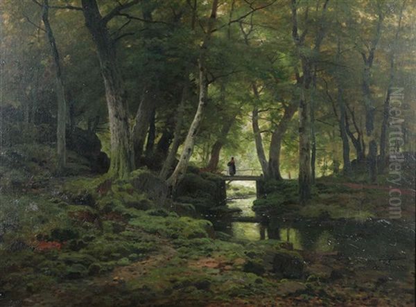 Paysanne Sur Le Pont Dans La Foret - view 1