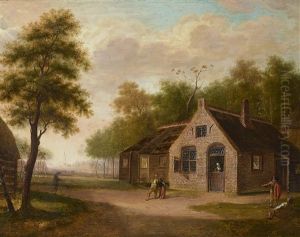 Ansicht Eines Bauernhauses Mit Figurenstaffage by Johannes Huibert Prins