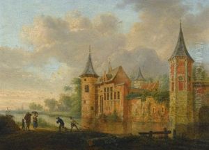 A River Landscape With A Castle And Peasants Fishing In The Foreground (2 Works) A River Landscape With A Castle And Peasants Fishing In The Foreground (2 Works)