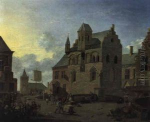 Belebter Marktplatz In Einer Hollandischen Stadt