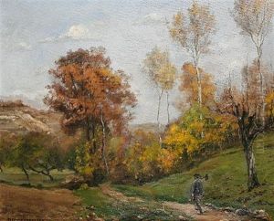 Figure Walking On A Wooded Lane