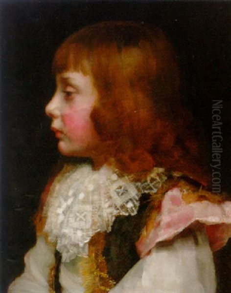 Portrait Of A Boy In A Brown Waistcoat And White Lace Collar - view 1