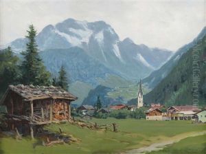 Blick Auf Ein Dorf In Den Alpen by Karl Ludwig Prinz