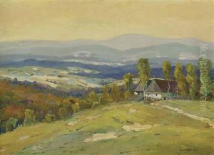 Bauerngehoft In Hugeliger Landschaft by Karl Ludwig Prinz