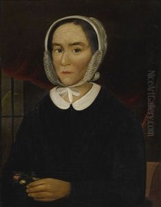 Portrait Of Lady With White Cap And White Collared Black Dress