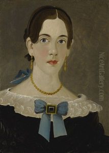 Portrait Of A Lady With Blue Bow