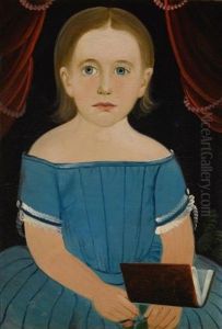 Portrait Of A Little Girl In A Blue Dress