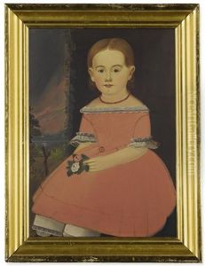 Portrait Of A Young Girl In A Pink Dress Holding Roses by William Matthew Prior