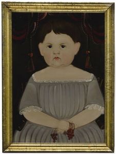 Portrait Of A Child In Gray Holding Red Berries by William Matthew Prior