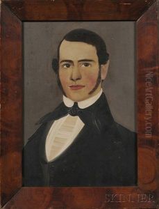Portrait Of A Young Man With Brown Eyes And Sideburns