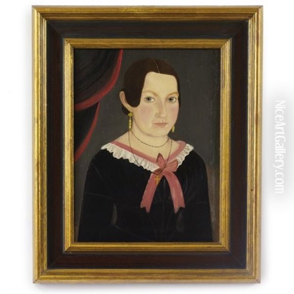 Portrait Of A Young Girl With Pink Bow - view 1
