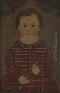Portrait Of A Boy In Red Plaid With Whip by William Matthew Prior