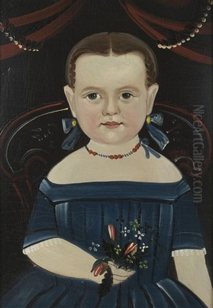 Portrait Of A Girl Holding Flowers - view 1