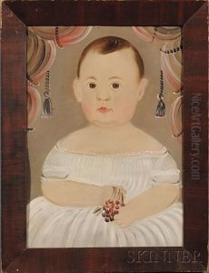 Portrait Of A Baby Wearing A White Dress by William Matthew Prior