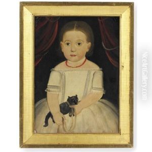 Girl In While With Black Cat