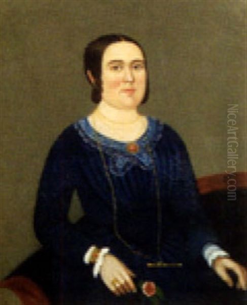 Portrait Of Woman In A Blue Dress (+ Gentleman In Black; Pair In School Of William Matthew Prior And Sturtevant J. Hamblin) - view 1