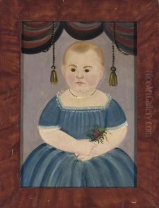 Portrait Of A Child In A Blue Dress by William Matthew Prior