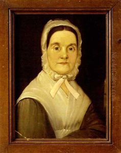 Portrait Of Woman In Bonnet With Pink Ribbons by William Matthew Prior