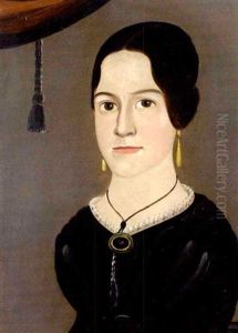 Portrait Of Attractive Young Dark Haired Woman In Lace Trimmed Black Dress With Jewelry