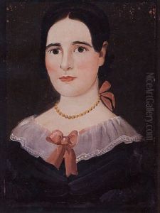 Portrait Of A Dark-haired Young Girl Wearing Pink Ribbons
