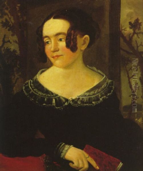 Portrait Of A Young Woman Holding A Book - view 1