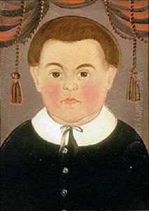 Portrait Of A Young Boy Wearing A Black Suit With White Collar